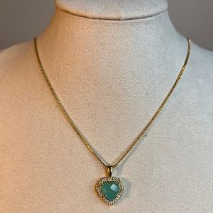 18k gold plated green stone necklace